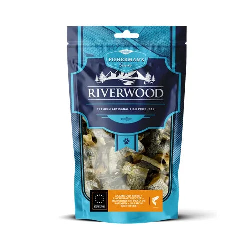Tørret fisk til hund | Lakseskind bidder | 100 gr. | Riverwood Tyggeben