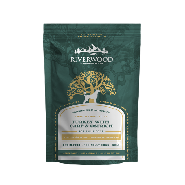 Riverwood vådfoder | Surf 'n Turf Kalkun med Struds & Karpe | 300 g