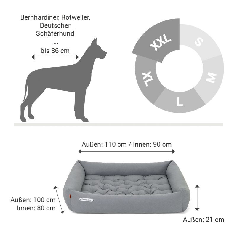 DOCTOR BARK Ortopædisk Hundeseng Hypoallergenic | Lysegrå