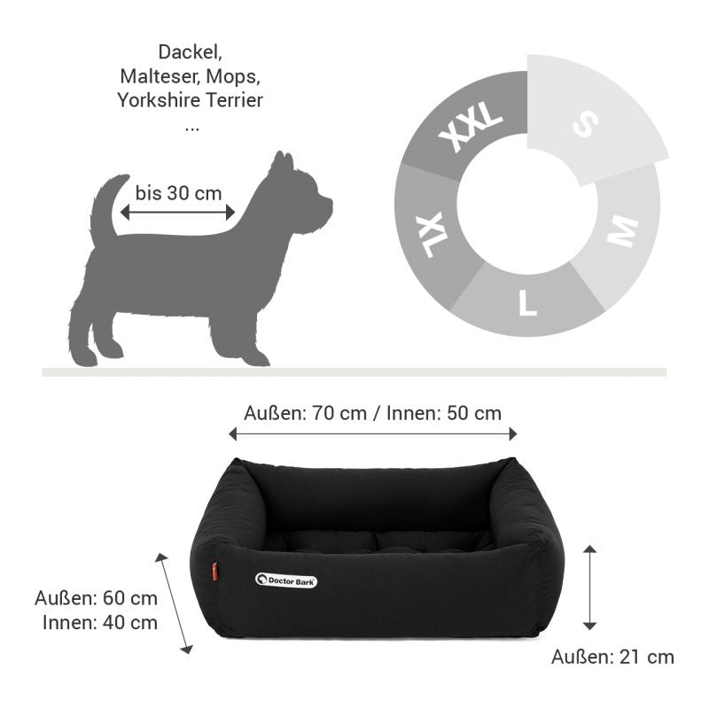 DOCTOR BARK Ortopædisk Hundeseng Hypoallergenic | Sort